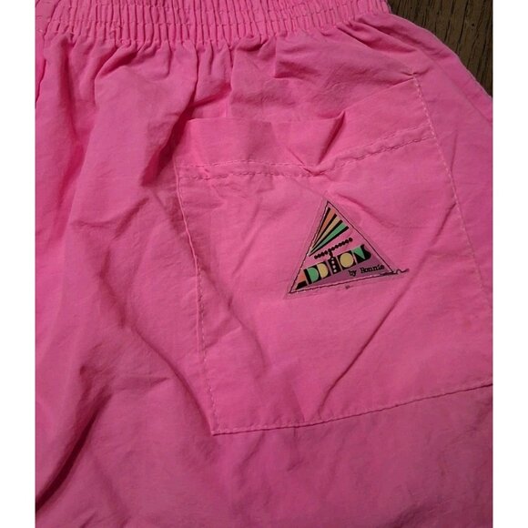 Vintage 80s ADDITIONS BY RONNIE Neon Pink Nylon Shorts Womans M - Picture 3 of 8